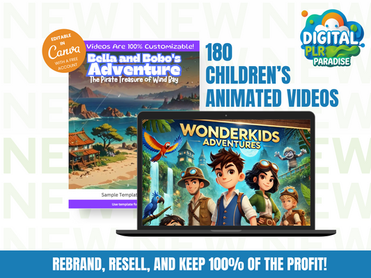 🎬 180 Animated Children’s Video Stories – PLR + MRR Included Rebrand, Resell, or Use as Your Own | Full Tutorials + Unrestricted Master Resell Rights